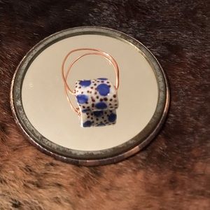 Handmade White and Blue African Glass Bead Ring